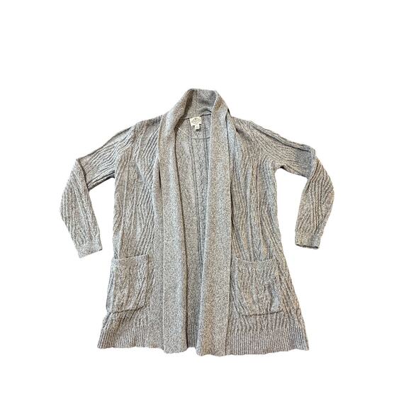St. John’s Bay Petite Medium Women’s Gray Open Front Cottage Cardigan Sweater - Picture 2 of 10